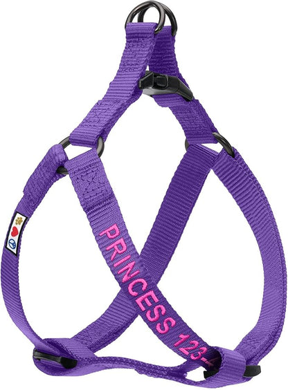 Pawtitas Personalized Dog & Puppy Harness Medium Purple Custom ID Tag Adjustable No Pull Vest