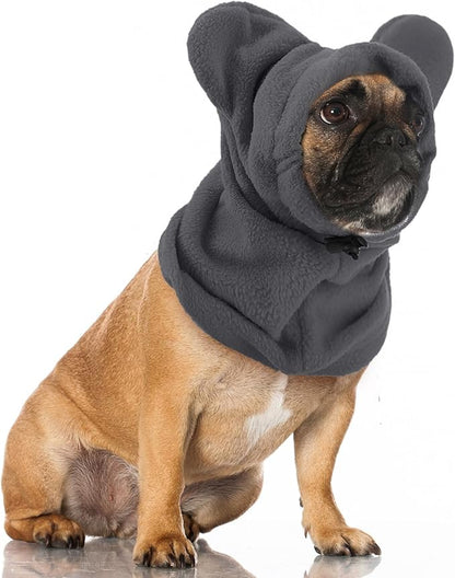 Clysee Winter Dog Hats Quiet Ears for Dogs Ear Muffs Pet Neck Warmer Scarf Hoodie Noise Protection Cover Beanie Head Wrap Costume for Pet Dog Cats(Grey,L)