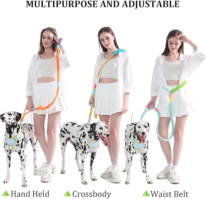 JSXD Dog Leash,5 FT Heavy Duty Dog Training Leash,Double Handle Comfortable Padded Hands Free Dog Leash,Adjustable Crossbody Waist Leash for Small Medium Large Dogs(Purple)