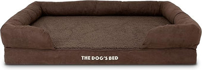 The Dog’s Bed Orthopedic Dog Bed XL Dark Brown Plush 43.5x34, Premium Memory Foam, Pain Relief: Arthritis, Hip & Elbow Dysplasia, Post Surgery, Lameness, Veterinary Approved, Waterproof Washable Cover
