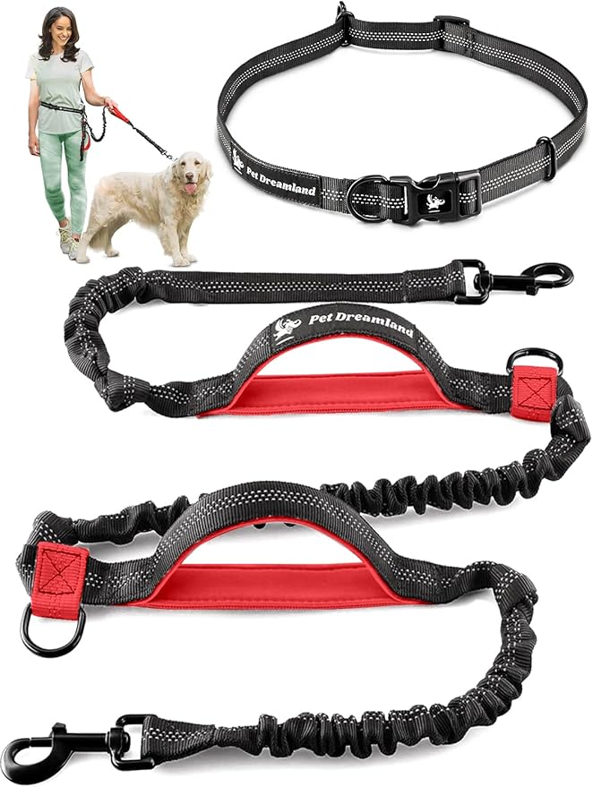 Pet Dreamland Exquisite Hands Free Dog Leash for Large Dogs. Ultimate Comfort & Freedom for Running, Walking, Hiking. Premium Quality, Durable & Versatile Waist Leash. Your Dog Will Love It.