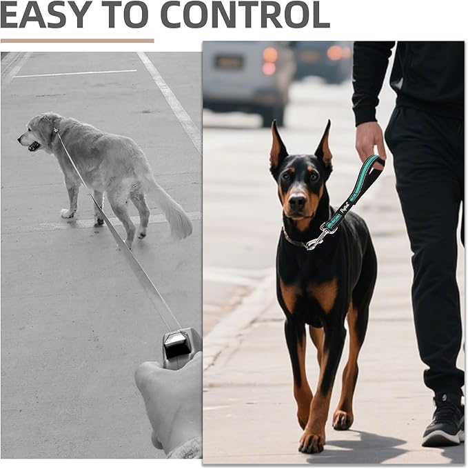 PUPTECK Reflective Short Dog Leashes - 3 Packs 2.5ft/ 1.5ft/ 1ft Nylon Leash with Strong Clip, Soft Padded Handle, Durable Training Leash for Large Small Medium Dogs Walking Outside, Green