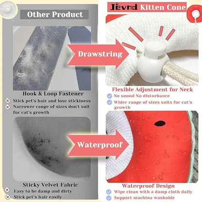 Kitten Cones After Surgery 0-6 Months, Donut Extra Small Kitten Cone Collar Soft to Stop Licking Neck, Elizabethan e Collar for Recovery, xs Small Cat Cone Spray, Pet Soft Cone for Cats Watermelon S
