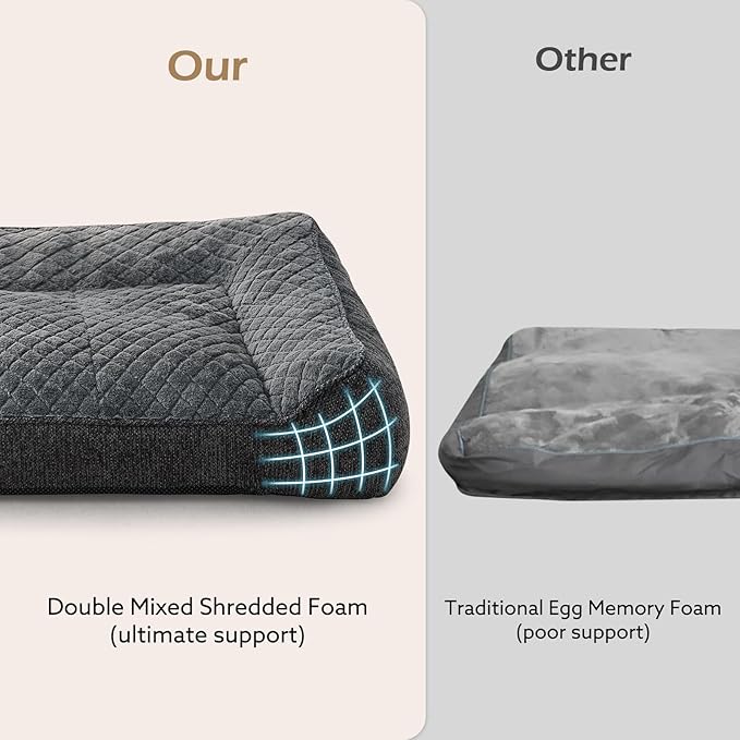 JOEJOY XL Orthopedic Dog Beds Large Sized Dog, Extra Thick Supportive Big Dogs Couch Bed with Sides, Ultra Soft Pet Bed Sofa for Large Dogs, Grey, 42''x30''