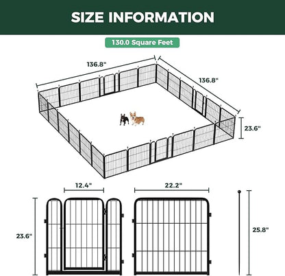 FXW Rollick Unleashed Dog Playpen for Indoor, Yard, RV Camping, 24 inch 24 Panels for Small and Puppy Dogs, Black│Patented