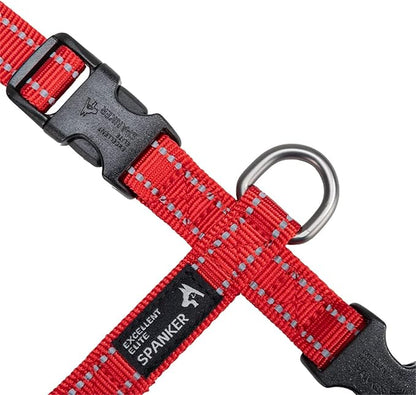 EXCELLENT ELITE SPANKER No Pull Dog Harness Reflective Nylon Vest L-Shaped Adjustable Easy Pet Harness for Small Medium Large Breeds Dogs Walking Training Black Red(Red-L)