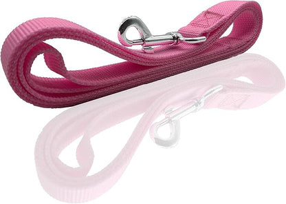 Nylon Dog Leash 10 Feet Long, Walking Training Dog Leashes for Medium Large Dogs, 1 Inch Wide (Pink)
