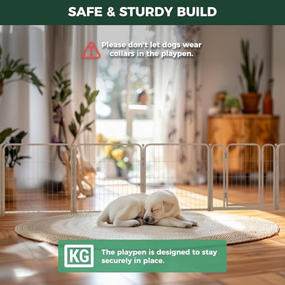 FXW Homeplus Unleashed Indoor Dog Playpen - Stress-Free and Safe Play, Heavy Duty 24 Inch 8 Panels Dog Pen for Puppy and Small Dogs, White│Patented