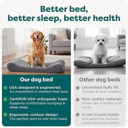 FurHaven Orthopedic Dog Bed for Large Dogs, Luxe Lounger Contour Mattress with Solid Orthopedic Foam Slab for Joint Support, Removable Washable Cover, Jumbo XL, Plush Suede, Gray