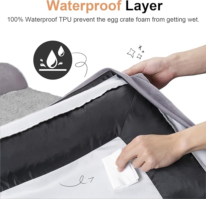 Small Dog Bed Orthopedic Washable: Beds Bolster Small Sized Dogs Bed Egg Crate Foam Couch Sofa Waterproof with Removable Cover - Purple