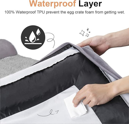 Small Dog Bed Orthopedic Washable: Beds Bolster Small Sized Dogs Bed Egg Crate Foam Couch Sofa Waterproof with Removable Cover - Purple
