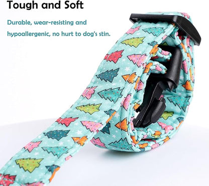 Faygarsle Green Dog Collar with Charm Design Christmas Theme Pattern for Small, Medium, Large Dogs - Cute, Stylish Collar for Girl, Boy Dogs