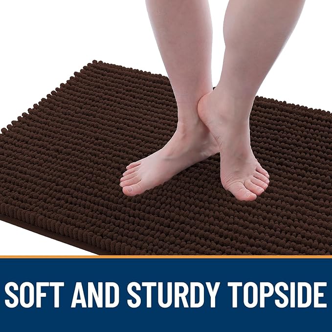OLANLY Dog Door Mat for Muddy Paws 30x20, Ultra Absorbent Chenille Mud Doormat, Non-Slip Washable and Dirt Trapping Doormat for Indoor Entryway, Quick-Dry Indoor Pet Bed Mats for Dogs, Brown