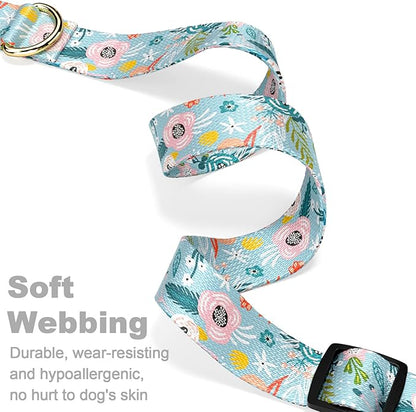 Rnivvi Dog Collar for Small Dogs, Cute Floral Heavy Duty Adjustable Puppy Collar with Quick Release Buckle for Boy Girl & Female, Pet Accessories for Walking Running, XS Length 5/8" Width, Blue