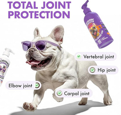 Liquid Glucosamine for Dogs Bacon Flavour with Chondroitin, MSM & Hyaluronic Acid K9 Supplement Hip and Joint Formula Advanced Mobility Joint Pain Relief Senior Advanced Supplement for All Breeds
