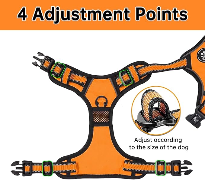 NESTROAD No Pull Dog Harness,Adjustable Oxford Dog Vest Harness with Leash,Reflective No-Choke Pet Harness with Easy Control Soft Handle for Small Dogs(Small,Orange)