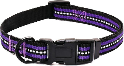 Mile High Life Dog Collar | Nylon Reflective Dog Collars | Light Weight Puppy Collars | Purple Dog Collars for Medium Dogs (Solid Purple, Medium)
