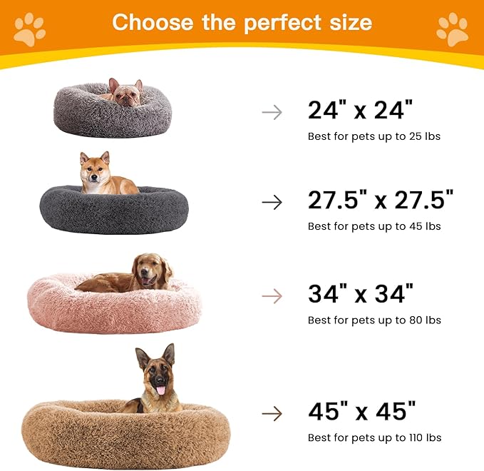 URGVANZ PET Calming Dog Bed Anti-Anxiety Donut Dog Beds for Small Medium Large Dogs,Washable Plush Fluffy Indoor Cat Kitten Round Cuddler Cushion (Pink, XX-Large)