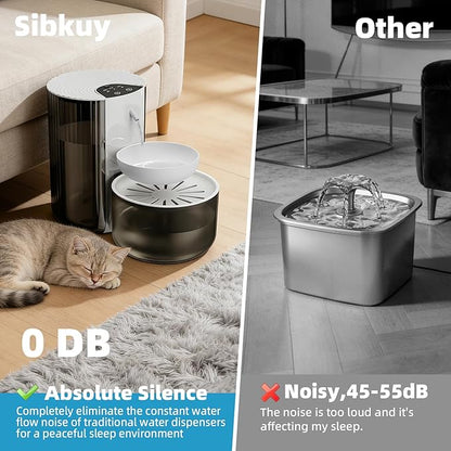 Wireless Cat Water Fountain No Filters, Automatic Wastewater Separation Pet Water Fountains for Cats Indoor, Quiet 3.5L Cat Dog Water Dispenser Rechargeable Kitty Drinking Fountains - for Pets