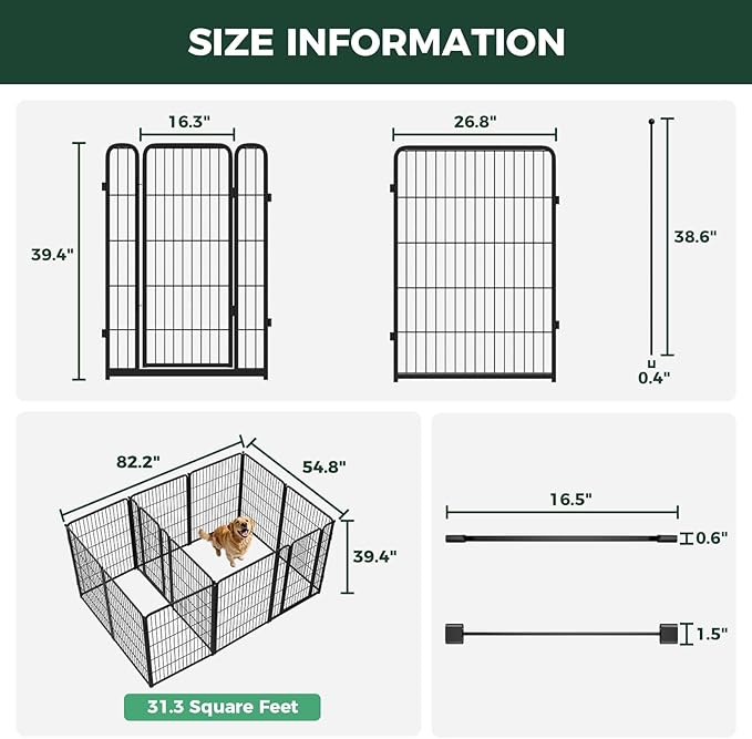 FXW Homeplus Unleashed Indoor Dog Playpen - Stress-Free and Safe Play, Heavy Duty 40 Inch 12 Panels with Connectors (Pack of 2) for Puppy and Small Dogs, Black│Patented
