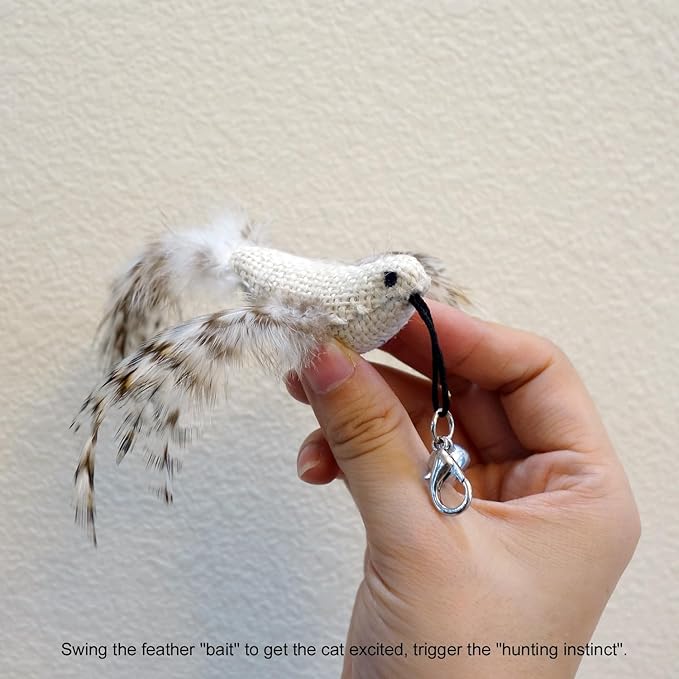 TTcat Feather Cat Toy Attachments,4 Pcs Simulation Flying Birds Refills, Cat Toys Replacement Feathers for Cat Kitten Wand.