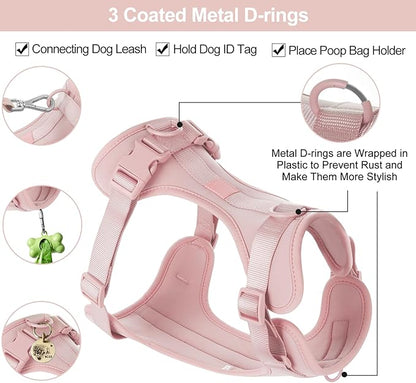 Wisedog No Pull Lightweight Dog Vest Harness with Soft and Comfortable Cushion, Breathable Mesh, for Small Medium Large Dogs Walking (S(Neck: 9.84"-14.17";Chest: 14.17"-22.05"), Gossamer Pink)