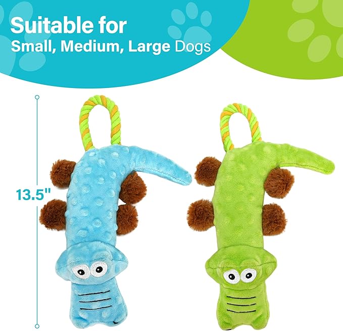 Prime Pets Dog Squeaky Toy, 2 Pack, Tug of War Plush Dog Toys for Small Medium Large Dogs, Stuffed Pet Toys, Interactive Puppy Chew Toy