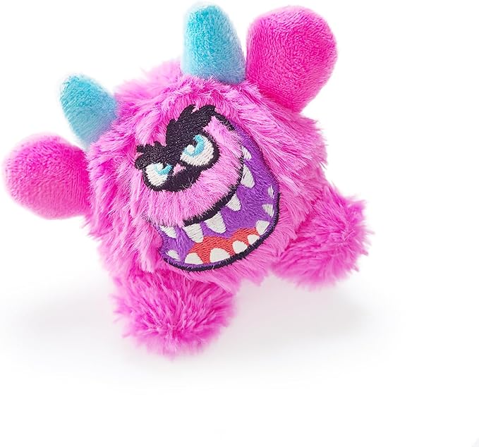 FCCUM Squeaky Plush Dog Ball, Dental Care, Skin-Friendly and Soft and Relieve Stress, Little Monster Plush Ball Toy Suitable for All Breeds (Rose Red, Small)