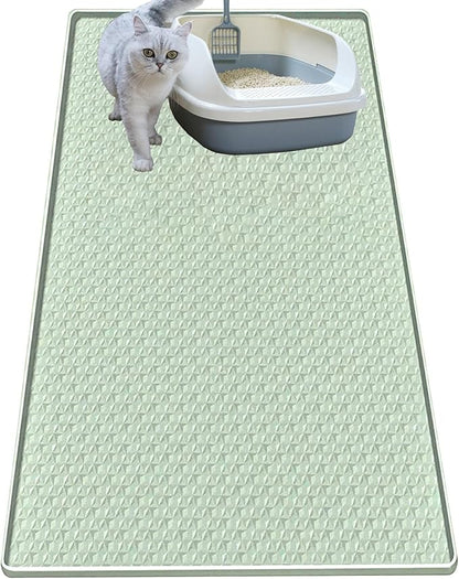 Jacooxi Cat Litter Mat for Litter Box, Silicone Large Cat Litter Trapping Mat - 51.2x25.6 in, Waterproof & Non-Slip, Durable & Easy Clean, Green