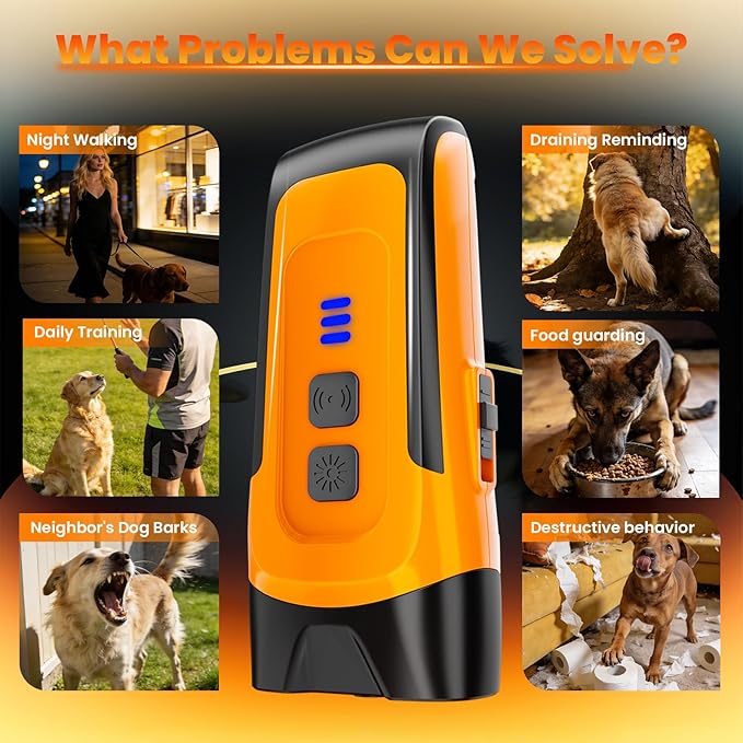 Dog Bark Deterrent Devices for Training Collar and Pet Supplies Ultrasonic Dog Whistle Repellent Horn Stopper for Large Yard Deterrents and Behavior Aids Shock Air Can Repeller with Sonic Light