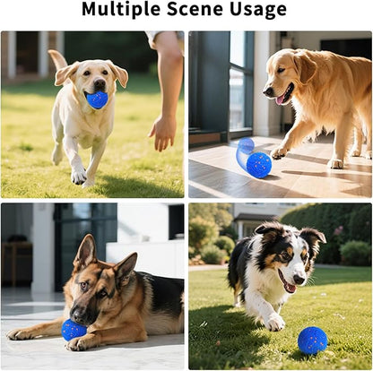 SCHITEC Smart Interactive Dog Toy Ball - Automatic Bouncing, Rolling & Vibrating Motorized Ball for Medium Large Dogs, Rechargeable Self-Moving Electronic Pet Toy for Boredom & Indoor Chase(Blue)