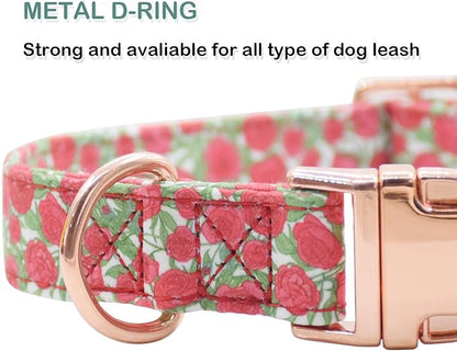 Cotton Dog Collar Metal Buckle Daisy Summer, Cute Adjustable Dog Collar Soft for Small Medium Large Boys Girls Dogs Durable