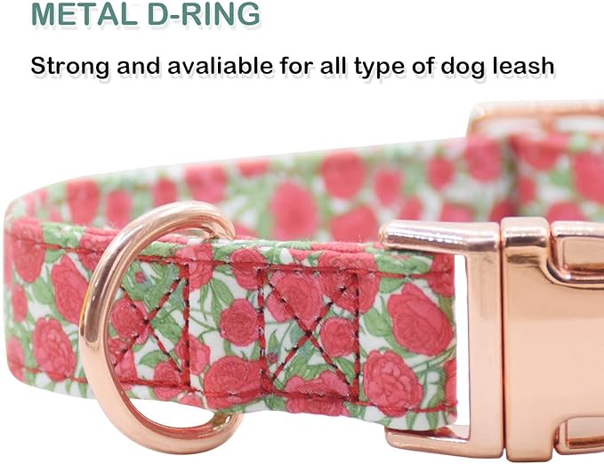 Cotton Dog Collar Metal Buckle Daisy Summer, Cute Adjustable Dog Collar Soft for Small Medium Large Boys Girls Dogs Durable