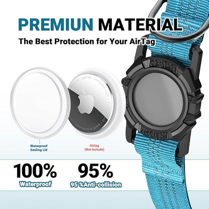 HDDTTZ AirTag Dog Collar, IP68 Waterproof Integrated Air Tag Dog Collars with Reflective, Ultra-Durable, Comfortable Padded, Heavy Duty Dog Collars for Small Medium Large Dogs, S (10.6"-13.6"), Blue