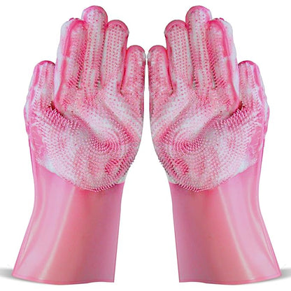 NVNAN Dog Shampoo Brush, Dog Bath Brush, and Dog Washing Gloves | Essential Dog Bath Supplies and Pet Grooming Gloves for Dogs and Cats (1 Pair, Pink)