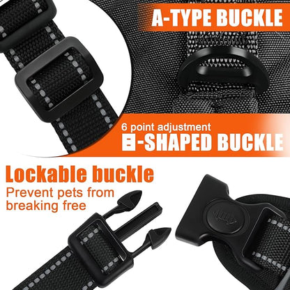 Escape Proof Dog Harness for Large Medium Sized Dogs Six Point Adjustable, Service Dog Vest Harness and Leash Set, No Pull Dogs Harnesses with Handle, Medium Dog Harnesses for Walking(Black, S)