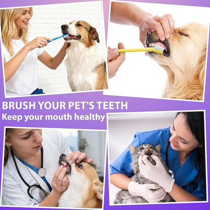 Newday Dog Toothbrush Set of 8 - Dual Headed, Dental Hygiene Convenient Soft Toothbrush to Clean pet Teeth, Dog Tooth Brushes for Small to Large Dogs, Cats, and Most Pets, Teeth Brush in Bulk