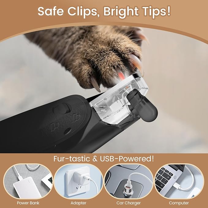 Vankoo 2 in 1 Dog Nail Clippers & Trimmers with LED Lights, Splash Guard - Pet Hair Trimmer for Around Paws, Ear, Eye,Face, Rump Rechargeable & IPX7 Waterproof Grooming Supplies for Cats, Dogs
