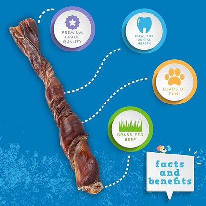 Jack&Pup 6" Bully Twists | Odor Free Bully Sticks for Dogs | Single Ingredient Dog Chew Sticks for Light Chewers | All Dog Breeds (25 Ct)