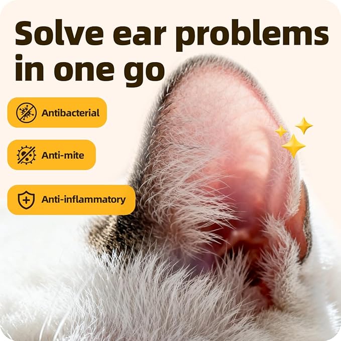 Ear Drops for Ear Infection Treatment, Ear Mites Treatment, Dog Yeast Soothing Cleansing, Ear Wax Removal, Itchy Ear Relief for Dogs and Cats | 20 ml 0.67 FL OZ