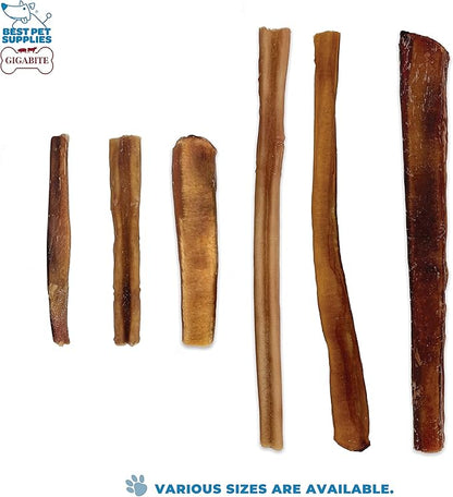 GigaBite Single Ingredient All Natural Free Range Bully Treats and Chews - Bully Sticks/Bladder Sticks/Beef Esophagus by Best Pet Supplies - Bully Sticks (Regular 6"), Pack of 8