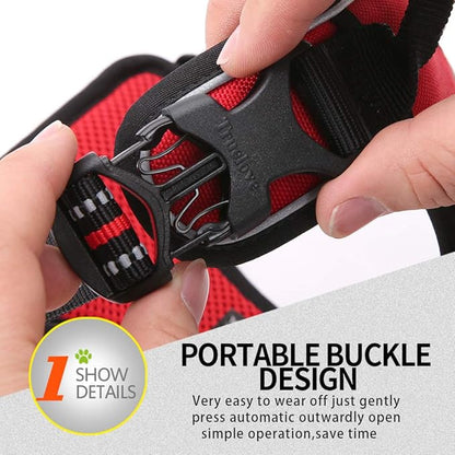 JUXZH Truelove No Pull Dog Harness with Easy Control Handle and 2 Leash Attachments,Reflective Adjustable Pet Vest