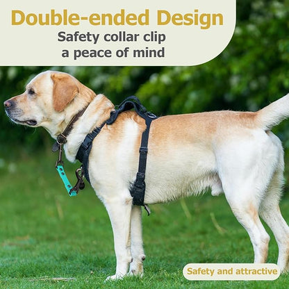 Dog Safety Collar Clip – Waterproof Backup Connector with Dual Hooks for Harness and Collar | Leash Safety Attachment for Training & Walking (Green, 9 inch)