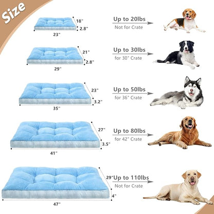 MIHIKK Washable L Dog Bed for Large Dogs with Anti-Slip Bottom, Premium Foam Pet Pad for Crate for Large Medium Small Sized Puppies, 35" x 23" Blue