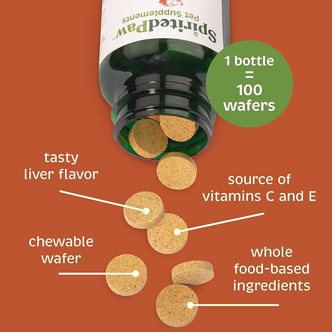 Spirited Paw Joint + Mobility - Joint Support & Comfortable Mobility for Dogs - Beet Root, Turmeric Extract & Ginger - Includes Antioxidants and Vitamins C & E - 100 Chewable Wafers