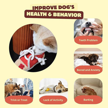 Pawfoo Lab 2 Pack No Stuffing Squeaky Dog Toys for Small, Medium and Large Dogs - Interactive Tug of War Puppy Chew Snuffle Toy, Dog Birthday for Dog Presents - Shoe
