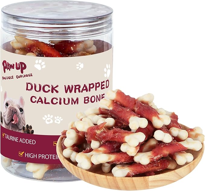 PAWUP Duck Dog Treats, Calcium Bones Chews, Rawhide Free, Natural Snacks for Samll Dog w/Taurine,12.5 oz