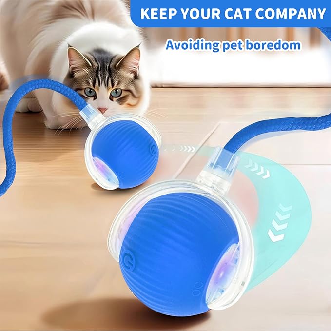 MAXTOOA Interactive Cat Toys for Indoor Cats Smart Automatic Ball Rolling for Bored Kitten Pet Upgraded Speedy Moving Chase Dogs Toy Blue