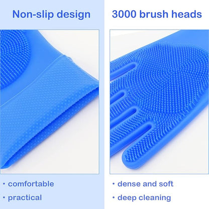 Pet Grooming Gloves, Dog Washing Gloves with High-Density Teeth, Heat Resistant Silicone Cat Hair Remover with Enhanced Five Finger Design, Bathing and Massaging for Dogs and Cats
