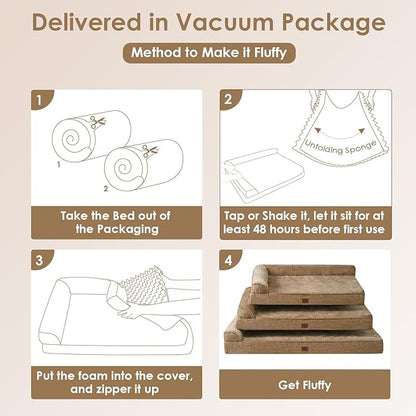 EHEYCIGA Orthopedic Dog Bed Medium Size Dogs, Memory Foam Dog Bed with Washable Removable Cover, Waterproof Pet Sofa Couch for Crate with Nonskid Bottom, 30x20x6, Camel